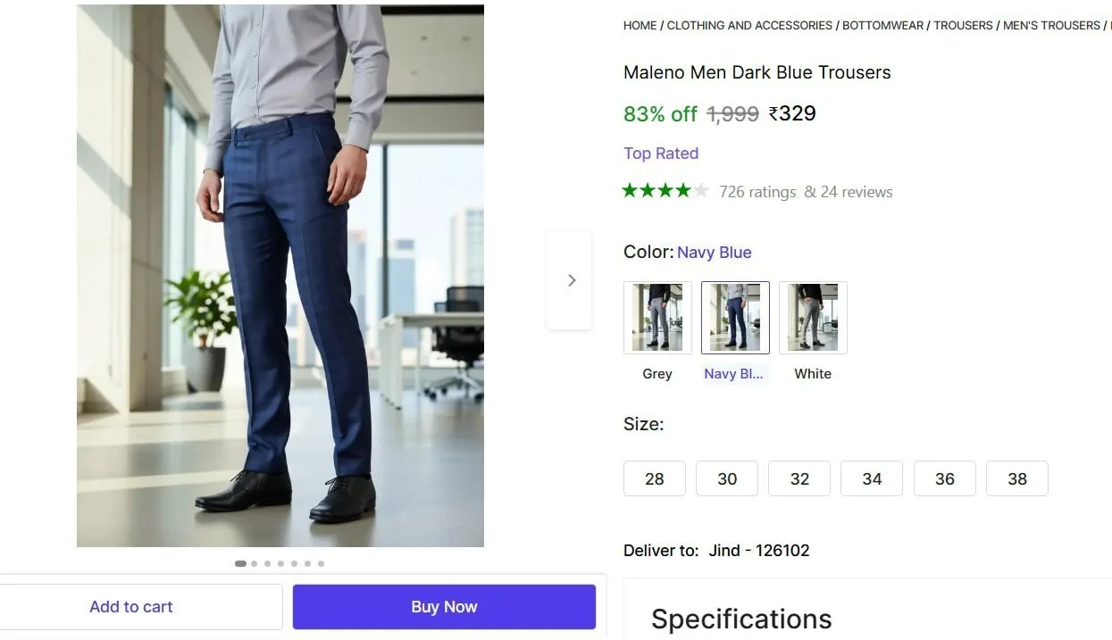 Men Dark Blue Trousers