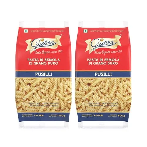 Gustora Fusilli Pasta Combo Pack Of 2 I Durum Wheat Semolina...
