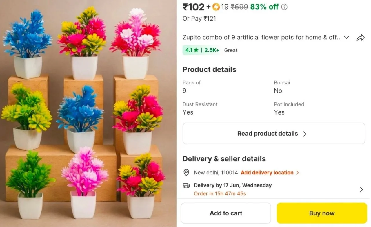 Pack of 9 Artificial Plant