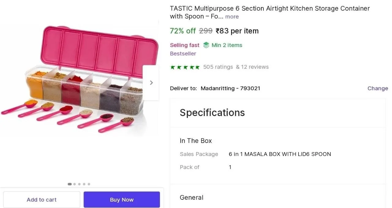 6-in-1 Masala Box at ₹83 [Min.2]