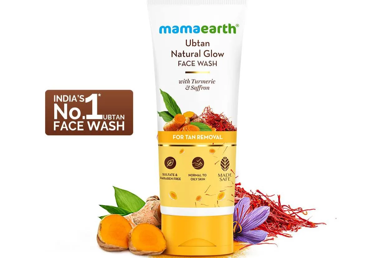 Mamaearth Ubtan Natural Glow Face Wash with Turmeric & Saffron for Tan