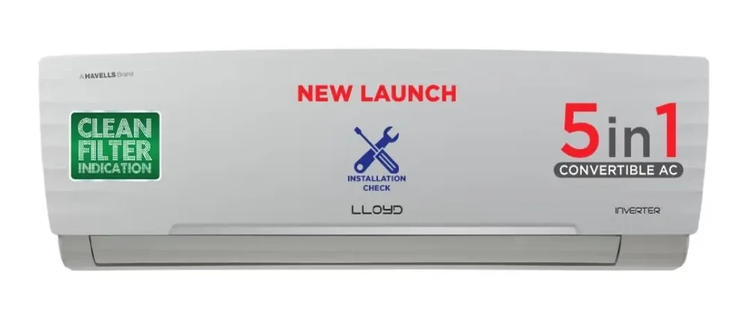 Lloyd 1.5 Ton 5 Star, New star rated, Inverter Split AC (5 in 1 Convertible, Cools Even at 52°C, Smart 4 Way Air Swing, Turbo Cool, Anti Corrosion Coating, 100% Copper, White, GLS18I5KWGGW)