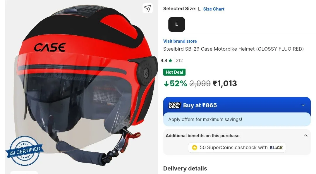 51% off : Steelbird SB-29 Case Motorbike Helmet