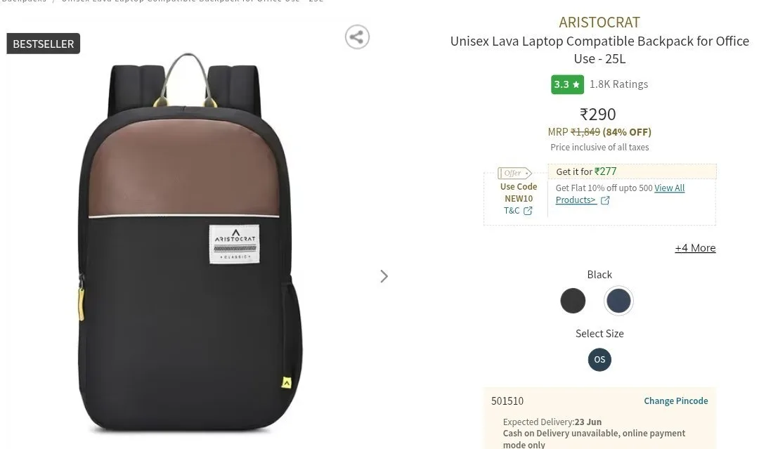 Aristocrat backpack 85% off