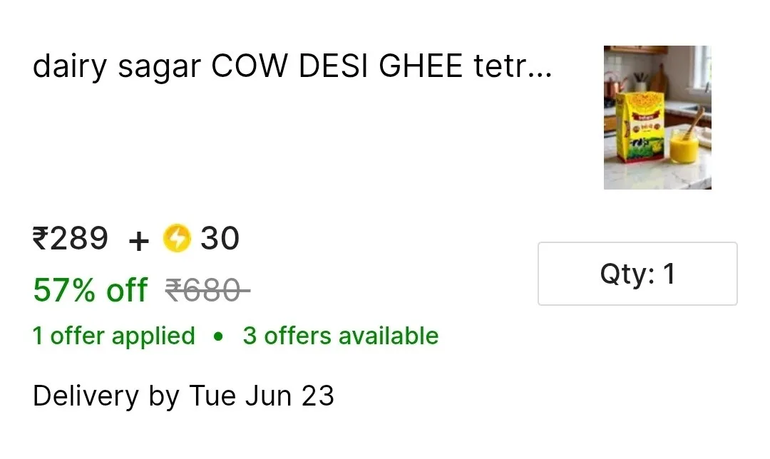 ₹289+30 Cow Ghee 1Lt