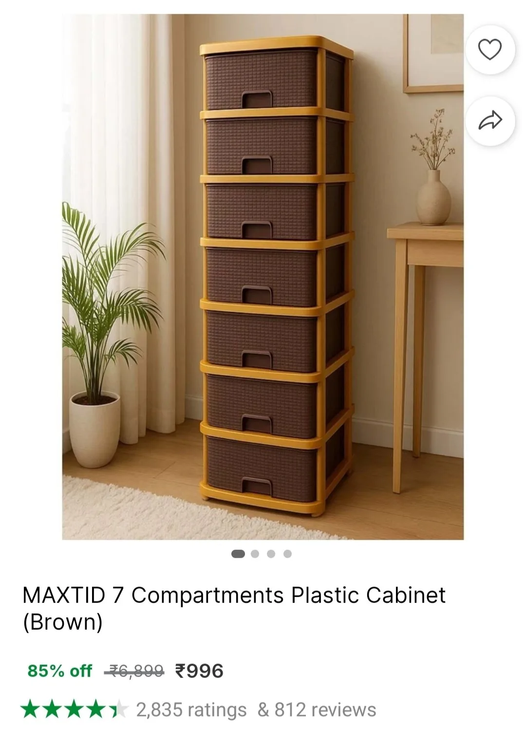 Grab: ₹996 Plastic 7 Compartments Plastic Cabinet