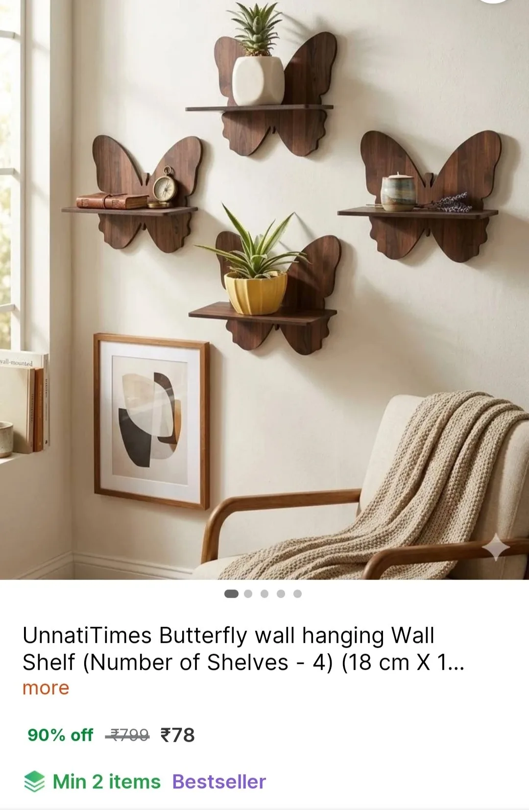 Grab: ₹78 Butterfly Wall Hanging Shelf