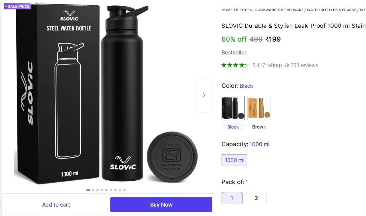 1000 ml Stainless Steel Bottle